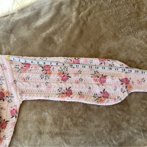 Altar'd State Spencer Pink Floral Ribbon Tie Front Cardigan Women S CropSweater - Picture 5 of 8